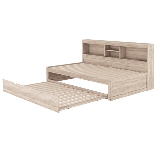 Divã 90x200cm com cama com gavetão 90x190cm - mesa de cabeceira com arrumação, LED e tomadas - Natruel Divã 90x200cm com cama com gavetão 90x190cm - mesa de cabeceira com arrumação, LED e tomadas - Natruel