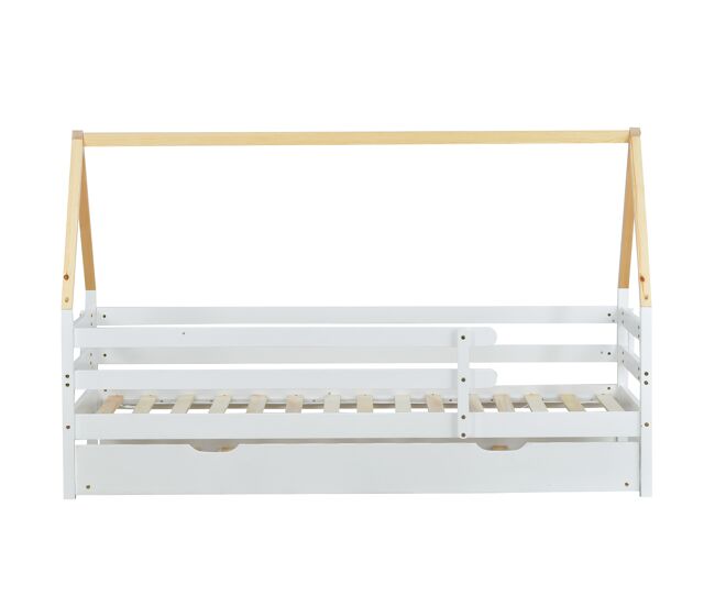Cama nido 90x200cm con somier - cama cabina de madera maciza - blanco