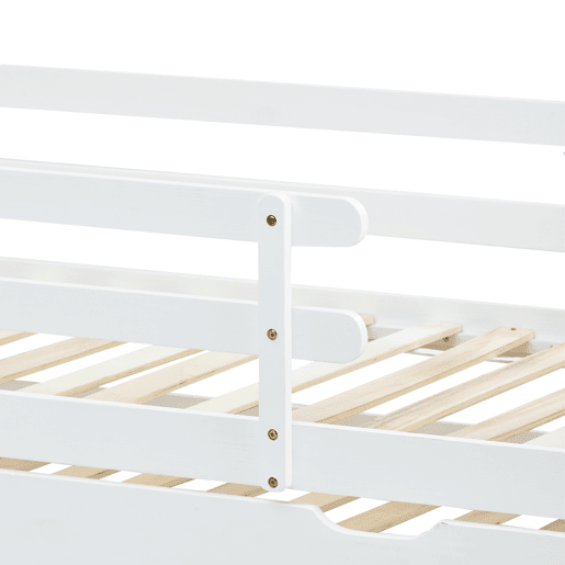 Cama com gavetão 90x200cm com estrado de ripas - cama de cabina em madeira maciça - Branco