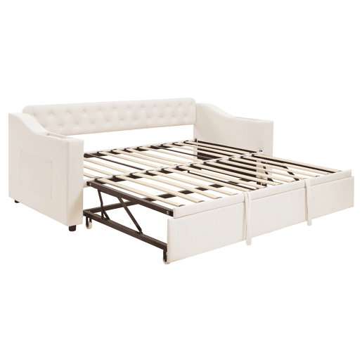 Cama com gavetão 90180x190 cm - com tomadas e compartimento para arrumação - tecido aveludado - Bege