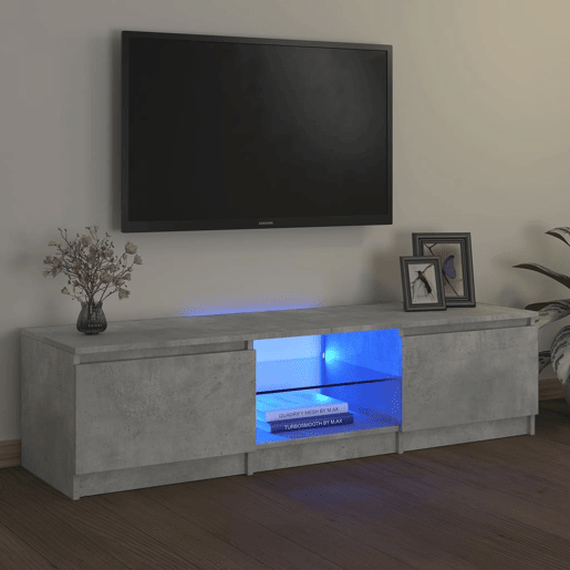Móvel de TV - Modulo de TV - Armário de TV com luzes LED 140x40x35,5 cm cinzento cimento