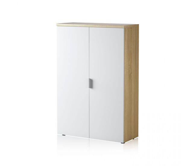 Armario auxiliar de 2 puertas en blanco mate y roble canadian 80x119 cm work blanco artik (blanco mate) - roble canadian 80 x 119 x 32,5 cm