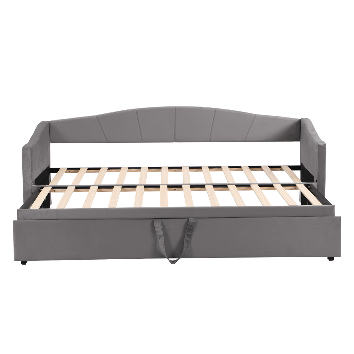 Cama nido de terciopelo 180x200 cm - somier de láminas - gris