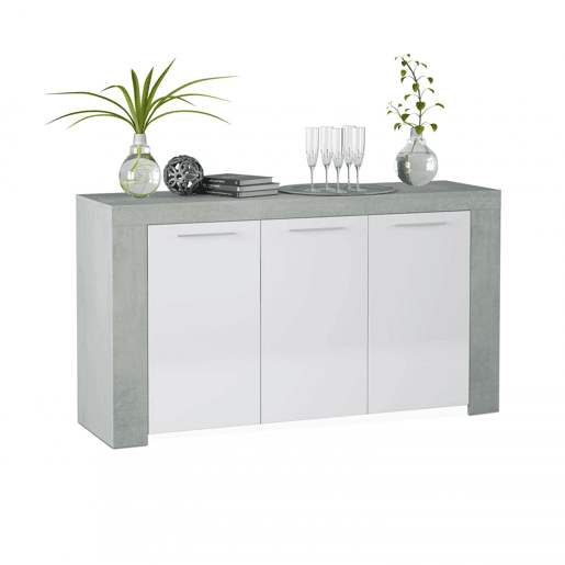 Aparador Dara Branco Artik (Branco mate) - Cinzento Cimento 144 x 80 x 42 cm