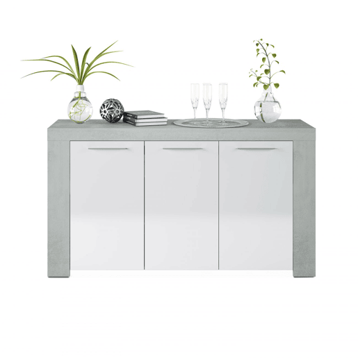 Aparador Dara Branco Artik (Branco mate) - Cinzento Cimento 144 x 80 x 42 cm