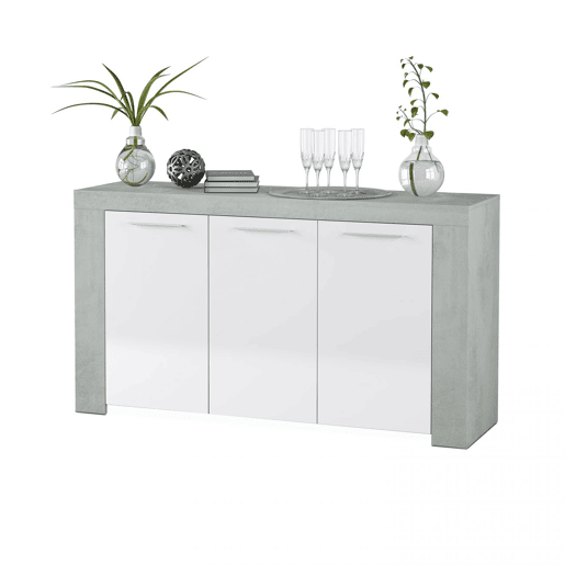 Aparador Dara Branco Artik (Branco mate) - Cinzento Cimento 144 x 80 x 42 cm
