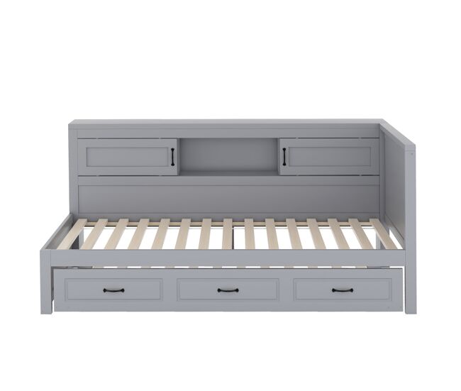 Diván 90x200cm con led y enchufes - con cama nido 90x190cm - gris