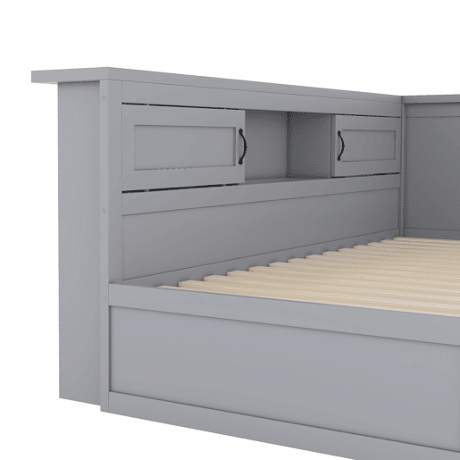 Divã 90x200cm com LED e tomadas - com cama com gavetão 90x190cm - Cinzento