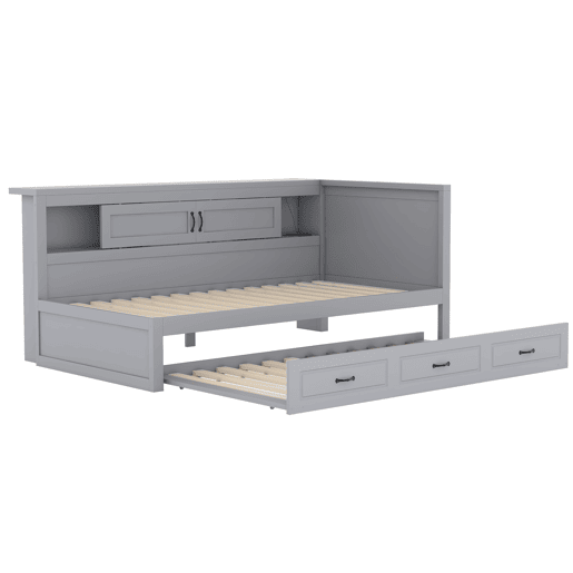 Divã 90x200cm com LED e tomadas - com cama com gavetão 90x190cm - Cinzento