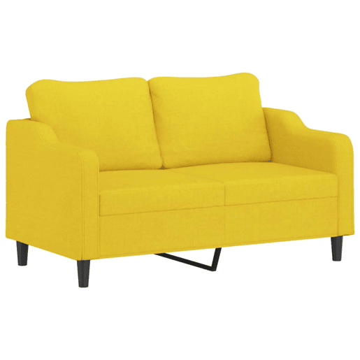 Sofá de 2 lugares - Sofá fixo 140 cm tecido amarelo-claro Sofá de 2 lugares - Sofá fixo 140 cm tecido amarelo-claro