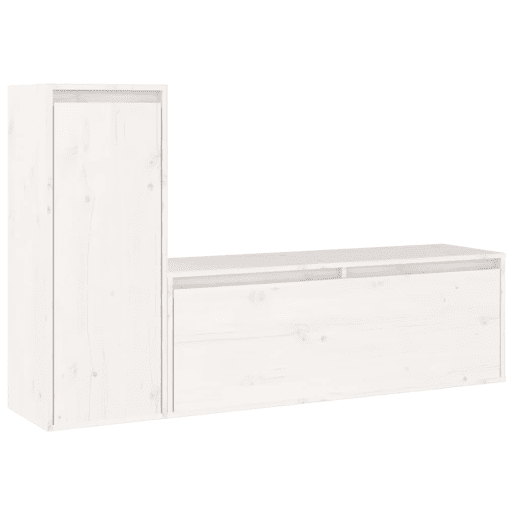 móveis de TV - Armários TV 2 pcs madeira de pinho maciça branco