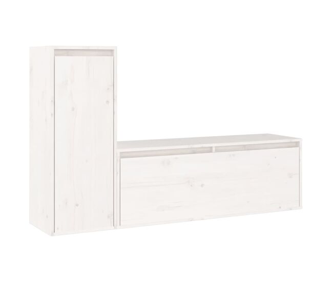 Muebles para TV - Mesas de TV 2 piezas madera maciza de pino blanco