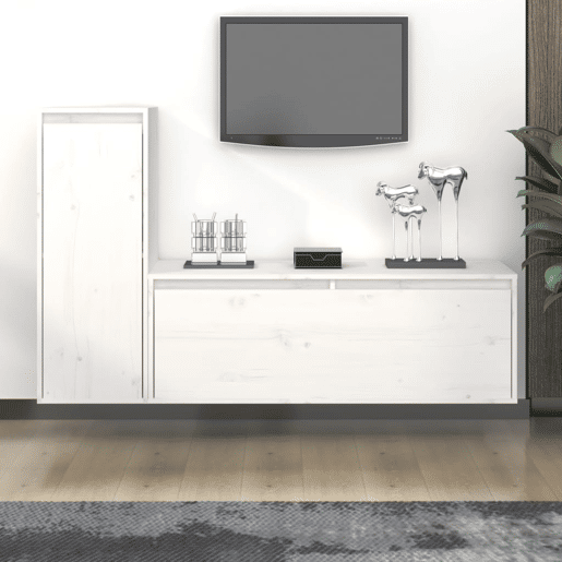 móveis de TV - Armários TV 2 pcs madeira de pinho maciça branco