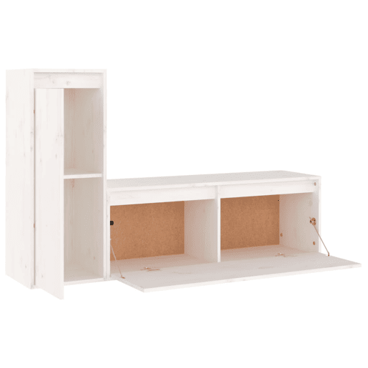 móveis de TV - Armários TV 2 pcs madeira de pinho maciça branco