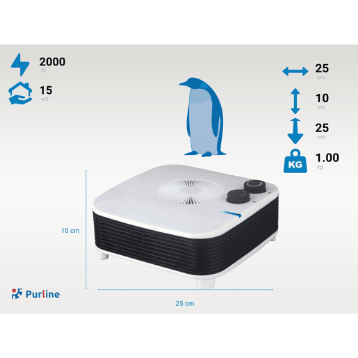 Aquecedor de piso horizontal com termóstato regulável e duas potências 10002000W