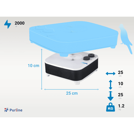 Aquecedor de piso horizontal com termóstato regulável e duas potências 10002000W