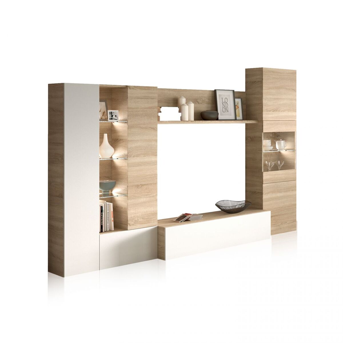 Salón vinter leds blanco - roble 260 x 185 x 42 cm