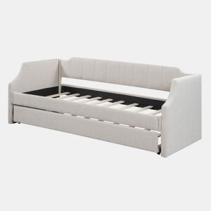 Cama de rodízio 90x190200cm em tecido de linho - com estrado de molas - Bege