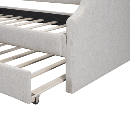 Cama de rodízio 90x190200cm em tecido de linho - com estrado de molas - Bege