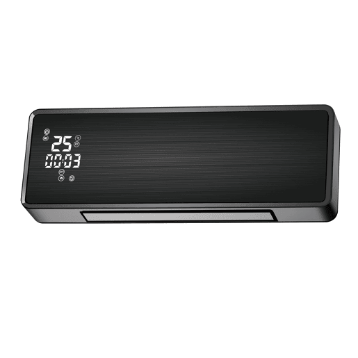 Aquecedor de parede cerâmico split 2000 W com frente em vidro preto com controlo WIFI