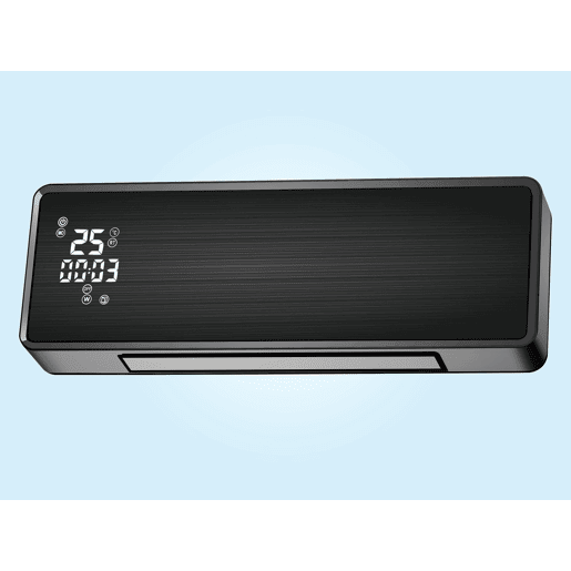 Aquecedor de parede cerâmico split 2000 W com frente em vidro preto com controlo WIFI