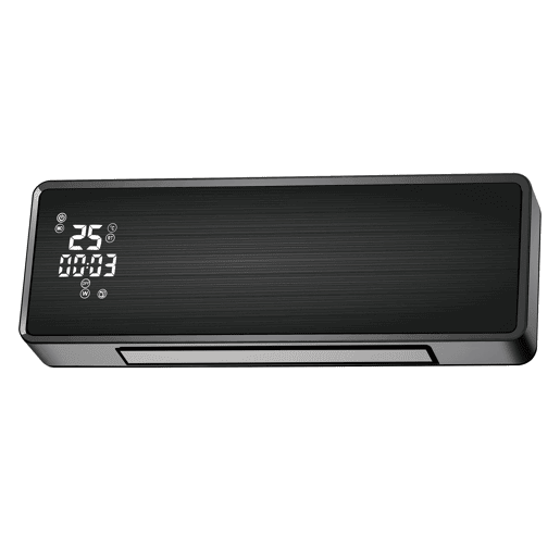 Aquecedor de parede cerâmico split 2000 W com frente em vidro preto com controlo WIFI