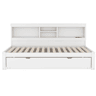 Divã 90x200cm com cama com gavetão 90x190cm - mesa de cabeceira com arrumação, LED e tomadas - Branco