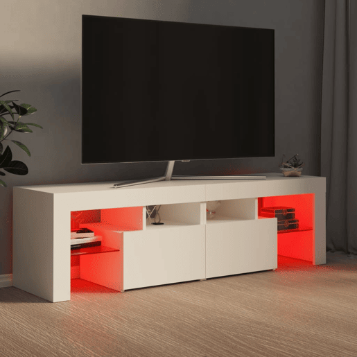 Móvel de TV - Modulo de TV - Armário de TV com luzes LED 140x36,5x40 cm branco
