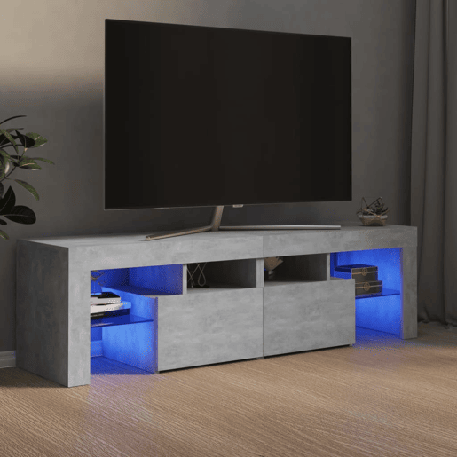 Móvel de TV - Modulo de TV - Armário de TV com luzes LED 140x36,5x40 cm cinzento cimento