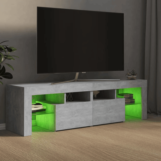 Móvel de TV - Modulo de TV - Armário de TV com luzes LED 140x36,5x40 cm cinzento cimento