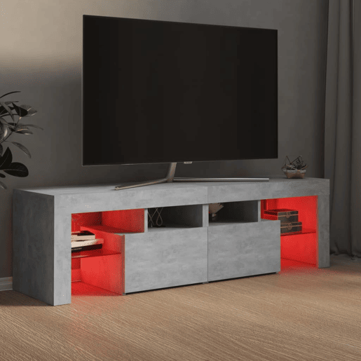 Móvel de TV - Modulo de TV - Armário de TV com luzes LED 140x36,5x40 cm cinzento cimento