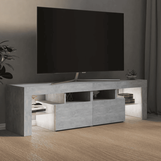 Móvel de TV - Modulo de TV - Armário de TV com luzes LED 140x36,5x40 cm cinzento cimento