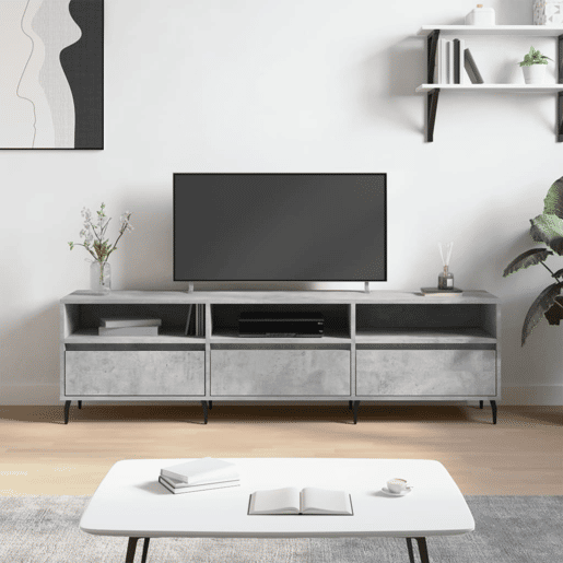 Móvel de TV - Modulo de TV - Armário de TV 150x30x44,5 cm derivados de madeira cinza cimento