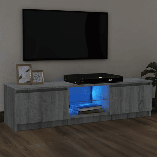 Móvel de TV - Modulo de TV - Armário de TV com luzes LED 120x30x35,5 cm cinzento sonoma