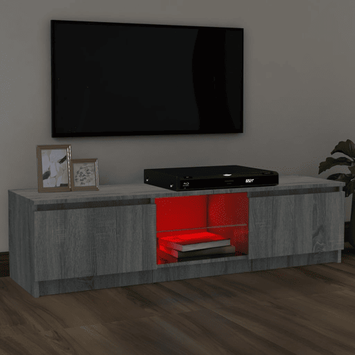 Móvel de TV - Modulo de TV - Armário de TV com luzes LED 120x30x35,5 cm cinzento sonoma