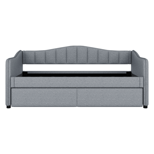 Cama de dia 90x200 cm - Cama extensível, sofá-cama, sem colchão, luz ambiente, linho - Cinza