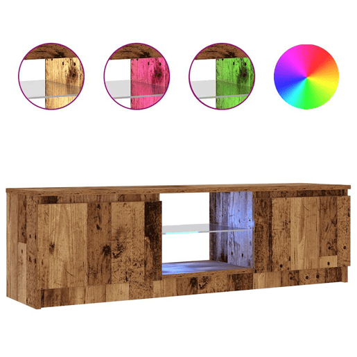 Móvel de TV - Modulo de TV - Armário de TV com luzes LED derivados de madeira madeira velha