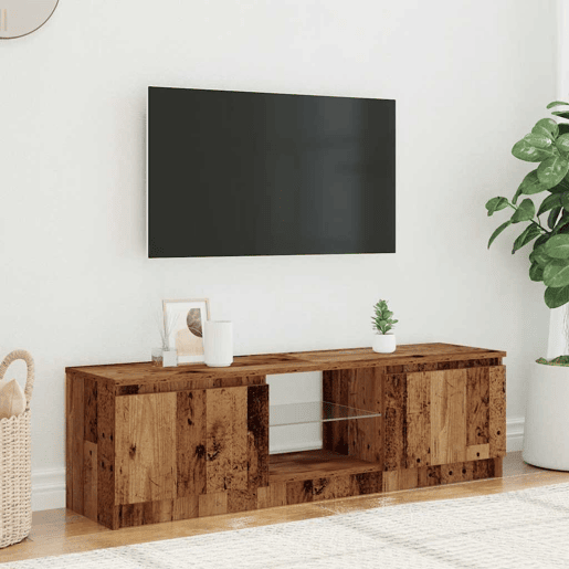 Móvel de TV - Modulo de TV - Armário de TV com luzes LED derivados de madeira madeira velha