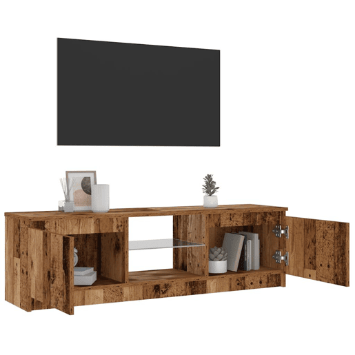 Móvel de TV - Modulo de TV - Armário de TV com luzes LED derivados de madeira madeira velha