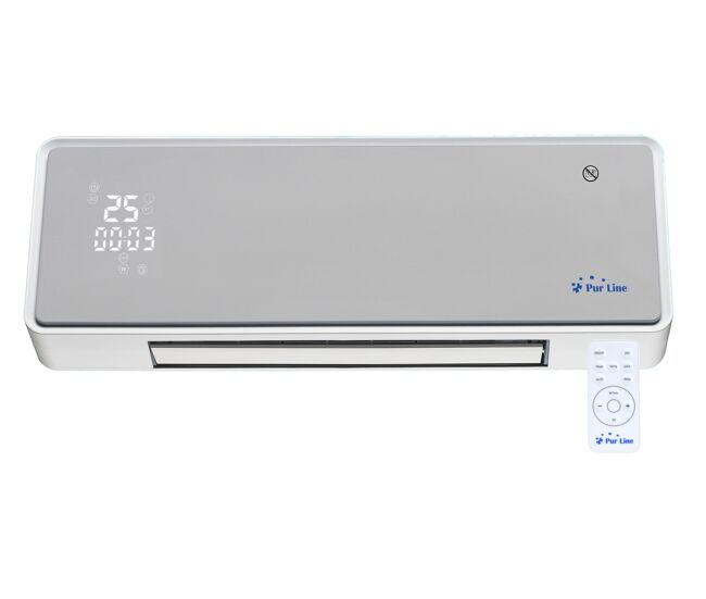 Calefactor mural de 2000w. ideal para pequeñas y medianas estancias. diseño sencillo y bonito. acabado en cristal templado blanco. tiene mando a distancia y temporizador.