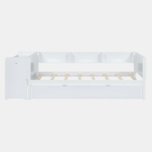 Cama individual 90x200 cm com cama com gavetão - com secretária lateral - Branco