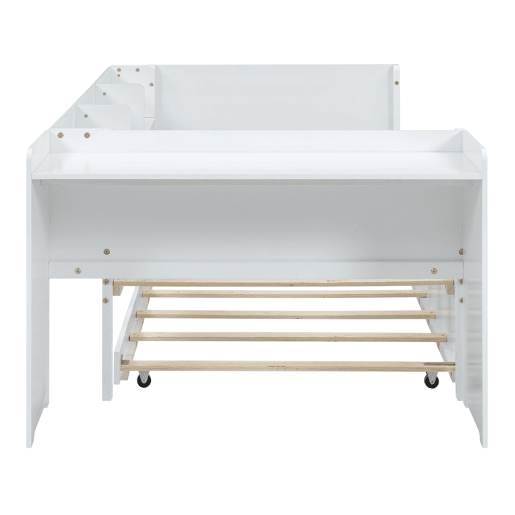 Cama individual 90x200 cm com cama com gavetão - com secretária lateral - Branco