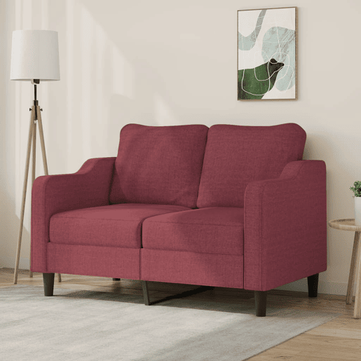 Sofá de 2 lugares - Sofá fixo tecido 120 cm vermelho tinto Sofá de 2 lugares - Sofá fixo tecido 120 cm vermelho tinto