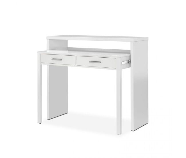 Mesa de escritorio extensible con 2 cajones en blanco artik 98,5x36-66 cm zira blanco artik (blanco mate) 98,5 x 87,5 x 66 cm