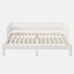 Cama de rodízio em pinho maciço - 90(180)x200cm - com estrado de molas - Branco