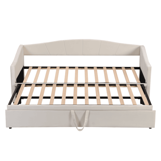 Cama com gavetão de veludo 180x200 cm - estrado - bege