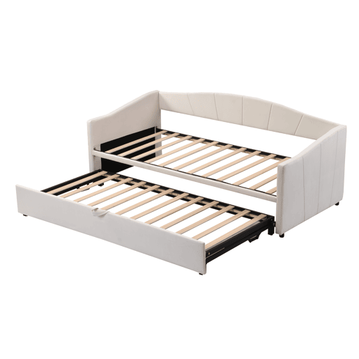 Cama com gavetão de veludo 180x200 cm - estrado - bege