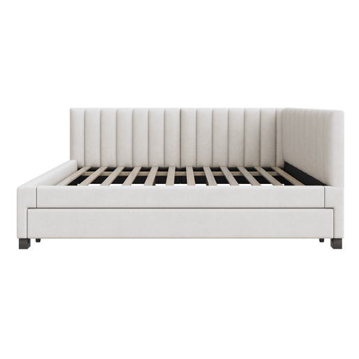 Divã estofado 140x200 cm - com cama com gavetão 90x190cm - tecido de veludo - Bege