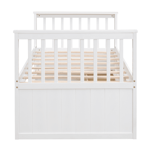 Cama de madeira 90x200 cm com cama de rodízio 90x190 cm - 3 gavetas - Branco