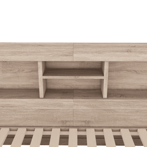 Divã de 140x200cm com cama com gavetão de 90x190cm - mesa de cabeceira com arrumação, LED e tomadas - Natruel